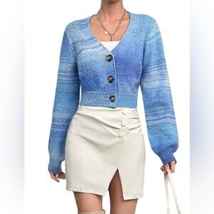 Essnce Space Dye Button Front Crop Cardigan